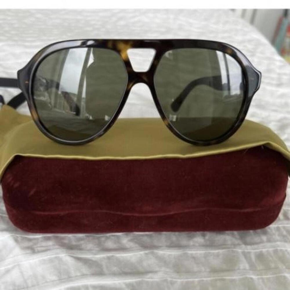 Gucci Tortoiseshell Aviator Sunglasses OS